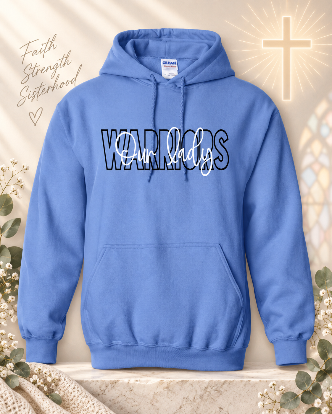 Blocked Script Warriors Hoodie Sweatshirt