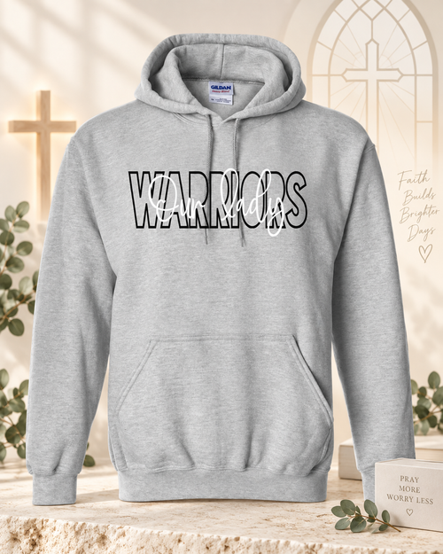 Blocked Script Warriors Hoodie Sweatshirt