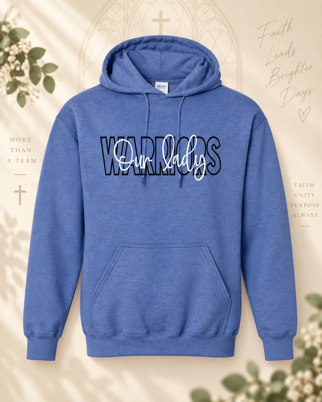 Blocked Script Warriors Hoodie Sweatshirt