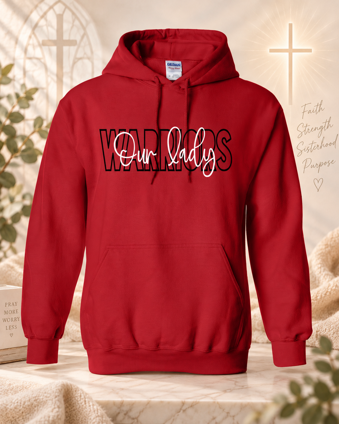 Blocked Script Warriors Hoodie Sweatshirt