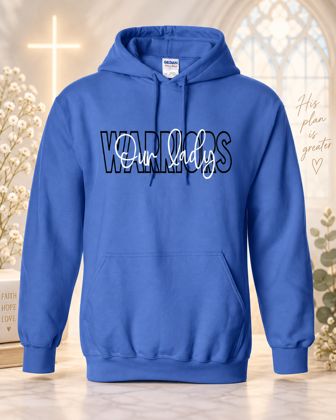 Blocked Script Warriors Hoodie Sweatshirt
