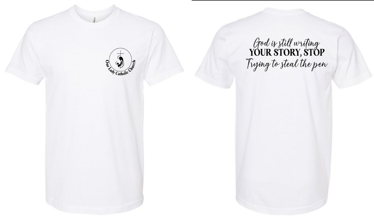 Parish Apparel - Jesus is Still Writing Story - Multiple Logo Designs Available